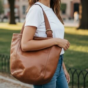 VTG COACH tote bucket bag naturally aged brown leather DYI beauty flawed gem